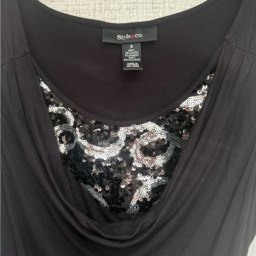 Style & Co Black Embellished Cowl Neck Sleeveless Top Women’s S - Picture 6 of 7